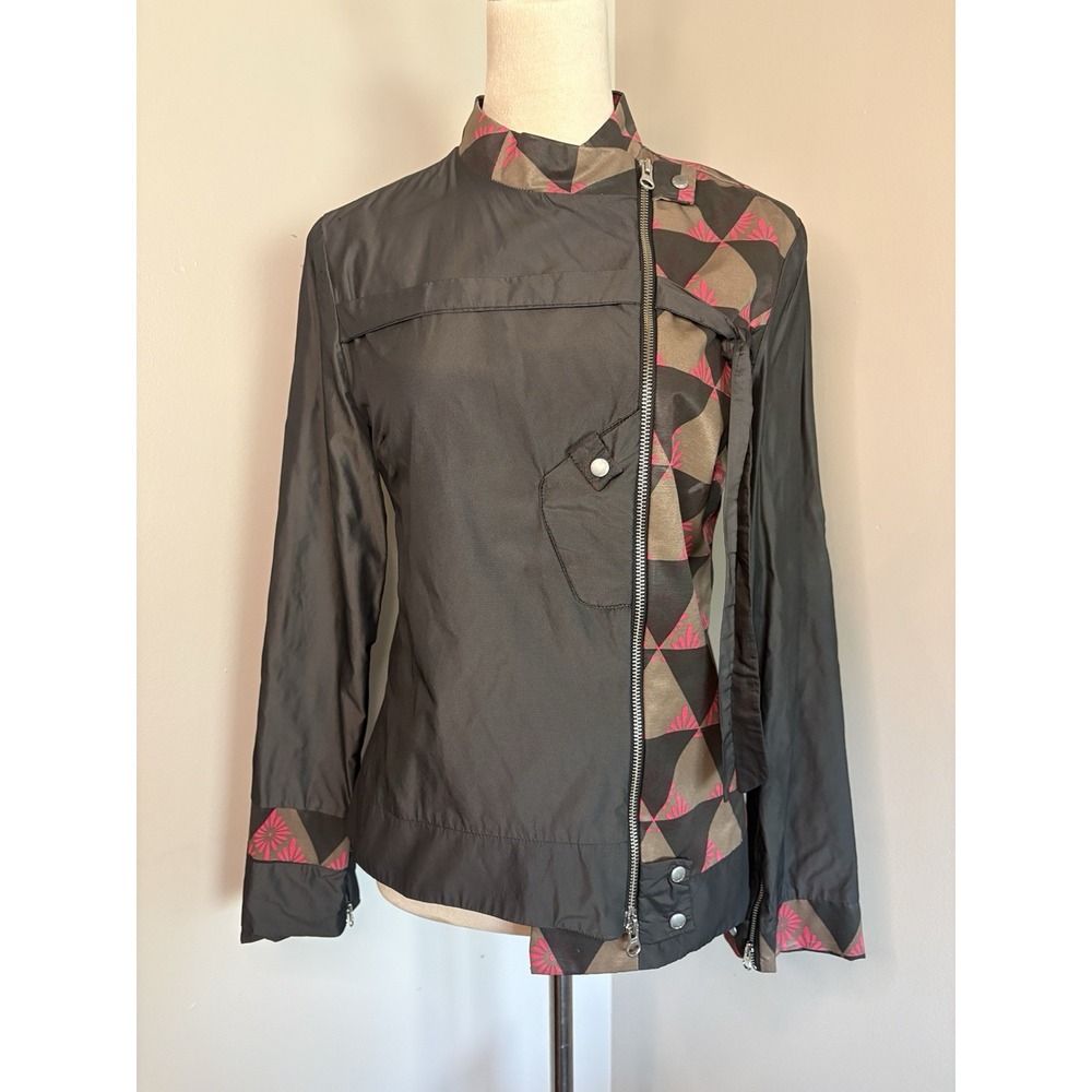 Custo Barcelona Moto Jacket Asymmetric Geometric Black Artsy 42 Small *Flaw*
